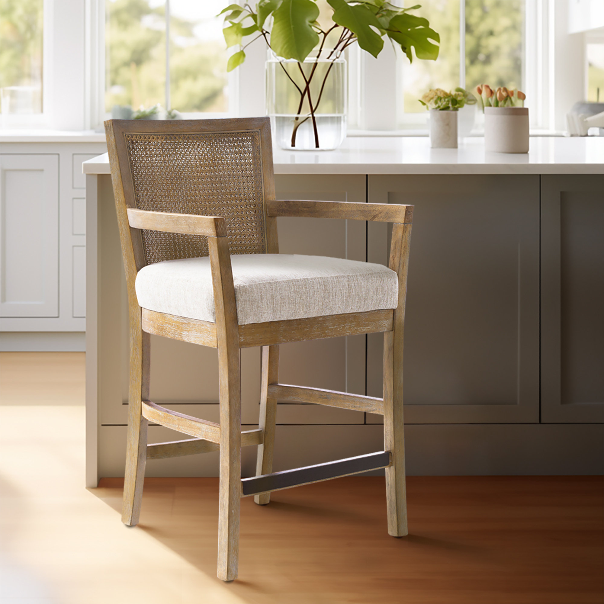 Bay Isle Home Adetutu Solid Wood Cane Back Counter Stool Reviews Wayfair